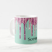 Mint Pink Blush Ice Cream Glitter Druppels Koffiemok (Voorkant links)