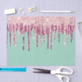 Mint Pink Blush Ice Cream Glitter Druppels Tissuepapier (Craft)