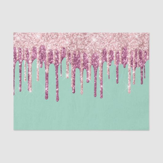 Mint Pink Blush Ice Cream Glitter Druppels Tissuepapier (Voorkant)