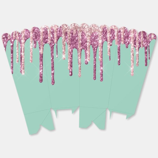 Mint Pink Blush Ice Cream Glitter Druppels Verjaar Bedankdoosjes (Ongevouwen)