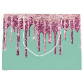 Mint Pink Blush Ice Cream Glitter Druppels Verjaar Groot Cadeauzakje (Voorkant)