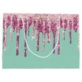 Mint Pink Blush Ice Cream Glitter Druppels Verjaar Groot Cadeauzakje (Achterkant)