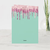 Mint Pink Blush Ice Cream Glitter Druppels Verjaar Kaart (Achterkant)