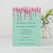 Mint Pink Blush Ice Cream Glitter Druppels Verjaar Kaart (Staand voorkant)