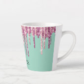 Mint Pink Blush Ice Cream Glitter Druppels Verjaar Latte Mok (Rechts)