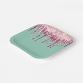 Mint Pink Blush Ice Cream Glitter Druppels Verjaar Papieren Bordje (Gebogen)
