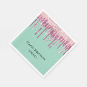 Mint Pink Blush Ice Cream Glitter Druppels Verjaar Servet (Hoek)