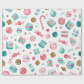 Mint & Pink CANDY Christmas Paper  Cadeaupapier (Vlak)