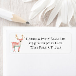 Mint Pink Deer Kerstmis Etiket
