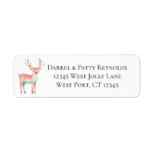 Mint Pink Deer Kerstmis Etiket (Voorkant)