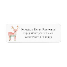Mint Pink Deer Kerstmis Etiket