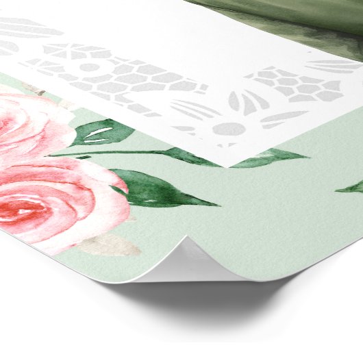 Mint Pink Floral Anand Karaj Bruiloft Welkomstbord Poster (Hoek)