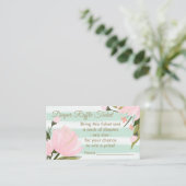 Mint Pink Floral Baby shower Diaper Raffle Ticket Informatiekaartje (Staand voorkant)