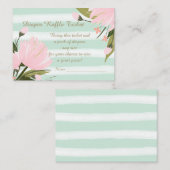 Mint Pink Floral Baby shower Diaper Raffle Ticket Informatiekaartje (Voorkant / Achterkant)