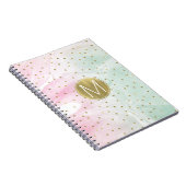 Mint Pink Gold Ombre Confetti Monogram Notitieboek (Rechterzijde)