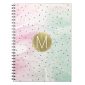 Mint Pink Gold Ombre Confetti Monogram Notitieboek (Voorkant)