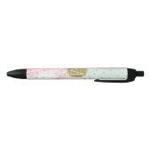 Mint Pink Gold Ombre Confetti Monogram Zwarte Inkt Pen (Bodem)