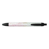Mint Pink Gold Ombre Confetti Monogram Zwarte Inkt Pen (Achterkant)