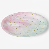 Mint Pink Gold Ombre Confetti Papieren Bordje (Gekanteld)