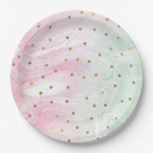 Mint Pink Gold Ombre Confetti Papieren Bordje
