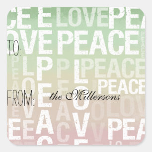 Mint Pink Ombre Liefde Peace Gift Label
