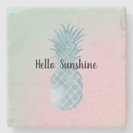 Mint Pink Peach Tie Dye Aqua Pineapple Stenen Onderzetter (Voorkant)