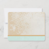 Mint Pink Rich Gold Damask Birdcage Wedding RSVP (Achterkant)