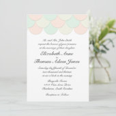 Mint Pink Scalloped Wedding Uitnodiging (Staand voorkant)