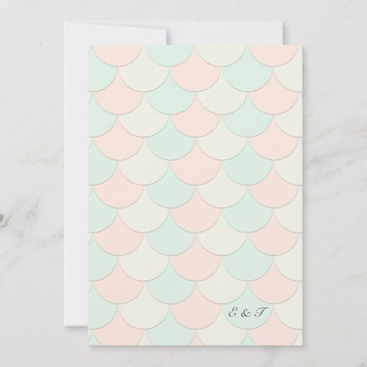 Mint Pink Scalloped Wedding Uitnodiging (Achterkant)
