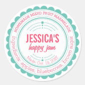 Mint Pink Stijlvol Zelfgemaakt Modern Jam Circle L Ronde Sticker (Voorkant)