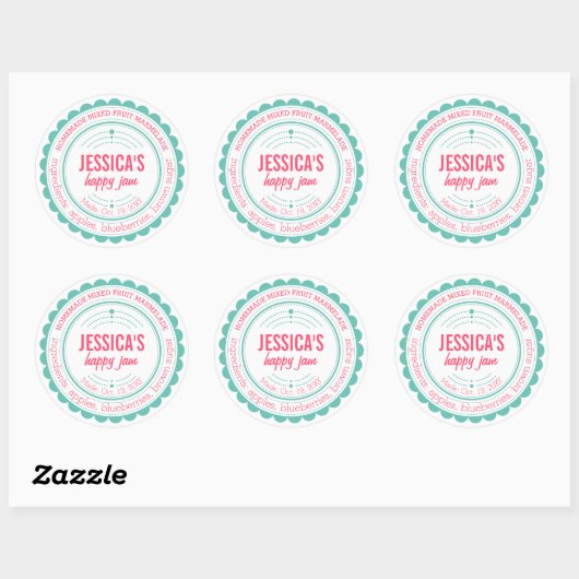 Mint Pink Stijlvol Zelfgemaakt Modern Jam Circle L Ronde Sticker (Vel)