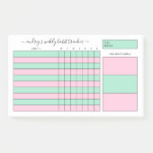 Mint & Pink Weekly Habit Tracker Post-it® Notes (Voorkant)