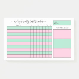 Mint & Pink Weekly Habit Tracker Post-it® Notes