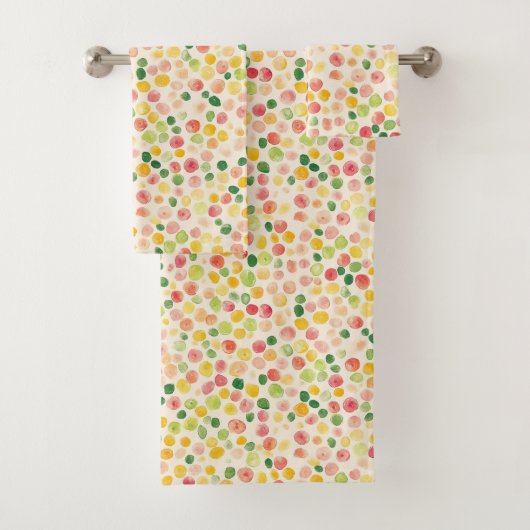 Mint Pink Yellow Green Fruity Dots  Bad Handdoek (Insitu)