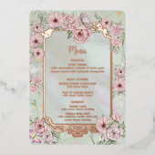  Mint Pioen Bruiloft Folie Menu Kaart (Voorkant)