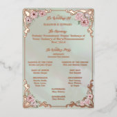  Mint Pioen Bruiloft Folie Programma Kaart (Voorkant)