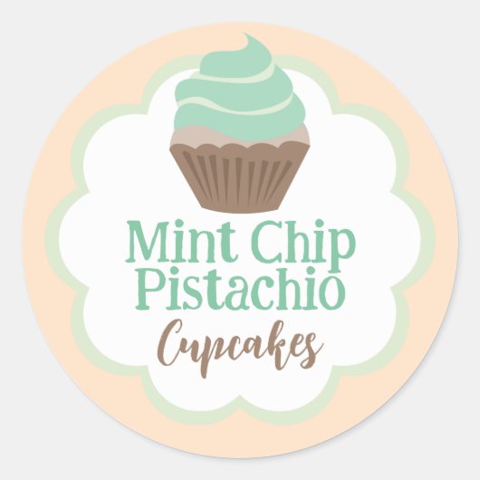 Mint Pistachio Cupcake Scallop Label (Voorkant)