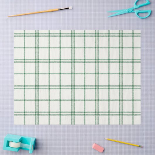 Mint Plaid Tissuepapier (Craft)