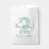Mint Polka Dot Wood Dank je 2e verjaardag Bedankzakje (Voorkant)