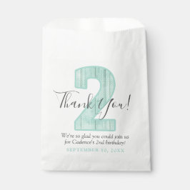 Mint Polka Dot Wood Dank je 2e verjaardag Bedankzakje