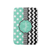 Mint Polka Dots Black Chevron Monogram Badmat (Voorkant Verticaal)