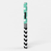 Mint Polka Dots Black Chevron Monogram Case-Mate iPhone Case (Achterkant/rechts)