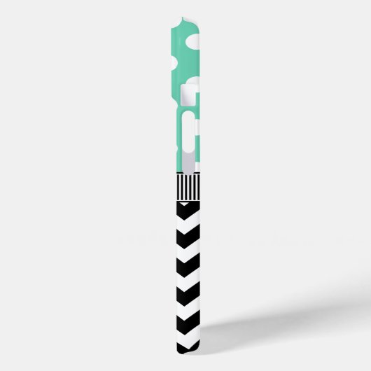 Mint Polka Dots Black Chevron Monogram Case-Mate iPhone Case (Achterkant / Links)