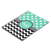 Mint Polka Dots Black Chevron Monogram Notitieboek (Linkerzijde)