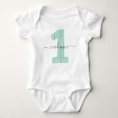 Mint Polka Dots Custom Name 1st Birthday Party Romper (Voorkant)