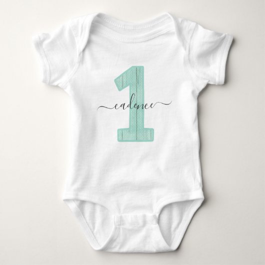 Mint Polka Dots Custom Name 1st Birthday Party Romper (Voorkant)