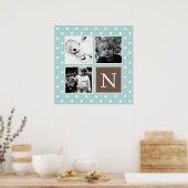 Mint Polka Dots Pattern Aangepast fotocollage Poster (Keuken)