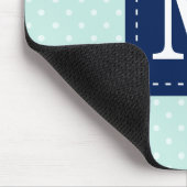 Mint Polka Dots Pattern met Personalized Monogram Muismat (Hoek)