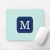 Mint Polka Dots Pattern met Personalized Monogram Muismat (Met muis)