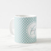 Mint Polka Dots Personalized Name Coffee Mok (Voorkant links)